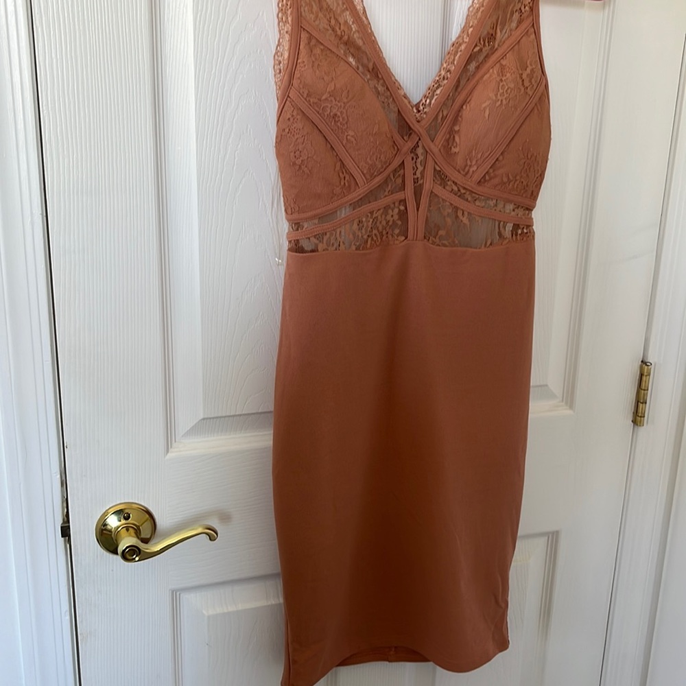 NWT blush pink lace accent top dress